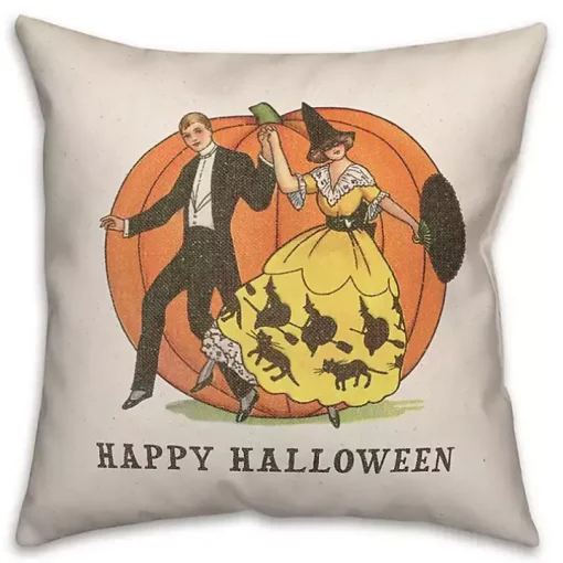 Happy Halloween Linen Throw Pillow