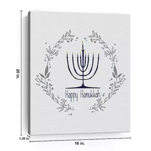 Happy Hanukkah Menorah Canvas Art Print