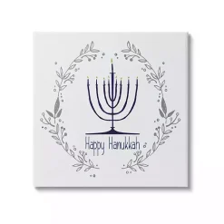 Happy Hanukkah Wreath Canvas Art Print