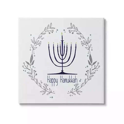 Happy Hanukkah Wreath Canvas Art Print