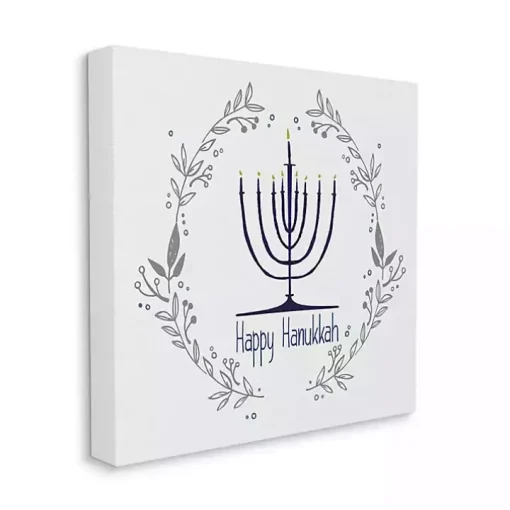 Happy Hanukkah Wreath Canvas Art Print