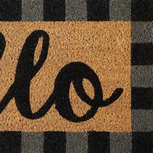 Hello Buffalo Check Doormat