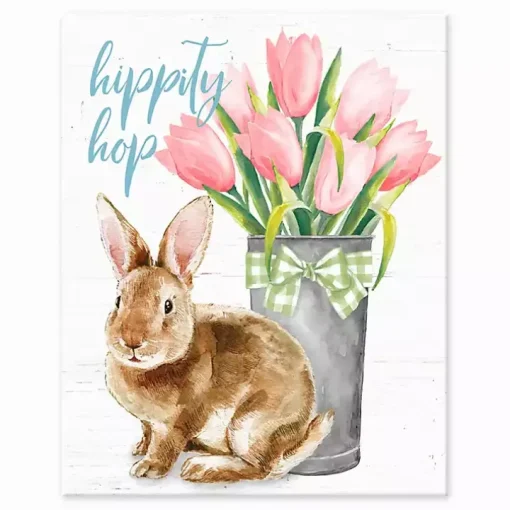 Hippity Hop Rabbit Tabletop Canvas Art Print