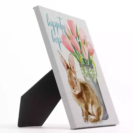 Hippity Hop Rabbit Tabletop Canvas Art Print