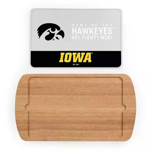 Iowa Hawkeyes Wood and Glass Serving Board