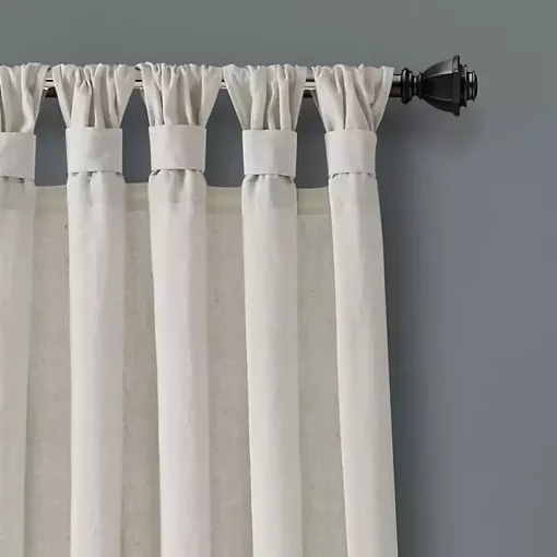 Ivory Burlap Knotted Curtain Panel Set, 108 in.