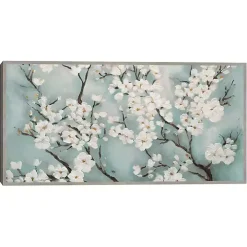 Ivory Cherry Blossoms Framed Canvas Art Print