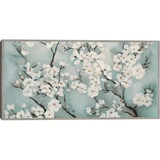 Ivory Cherry Blossoms Framed Canvas Art Print