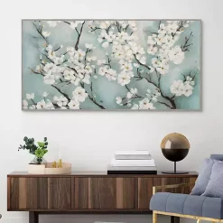 Ivory Cherry Blossoms Framed Canvas Art Print
