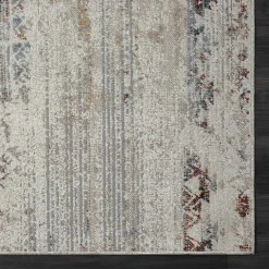 Ivory Distressed Medallion Washable Area Rug, 7x9