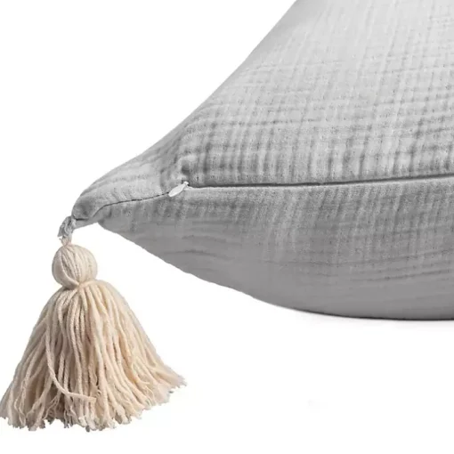 Ivory Gauze Organic Tassel Throw Pillow