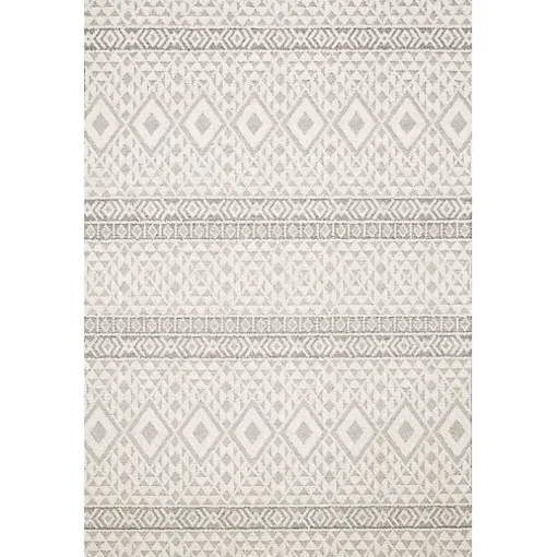 Ivory Geometric Stripes Outdoor Area Rug, 5x7