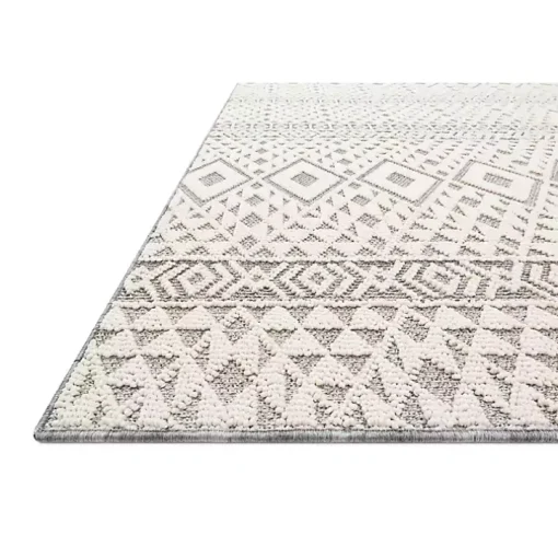 Ivory Geometric Stripes Outdoor Area Rug, 5x7