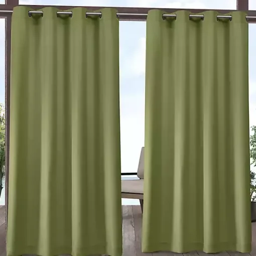 Kiwi Green Cabana Curtain Panel Set, 84 in.