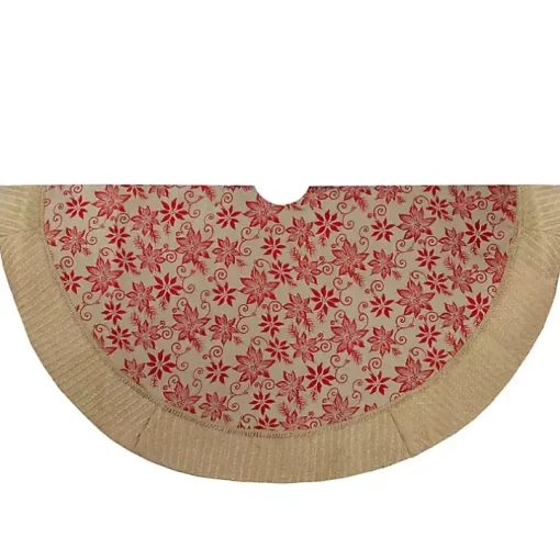 Knit Burlap Poinsettia Tree Skirt