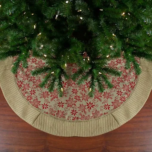 Knit Burlap Poinsettia Tree Skirt
