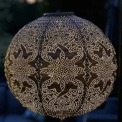 LED Round Taupe Outdoor Hanging Lantern