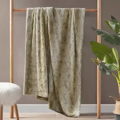Light Brown Faux Fur Oversized Throw Blanket