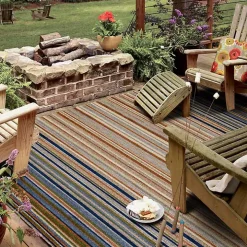 Linear Seaside Outdoor Area Rug, 9x12