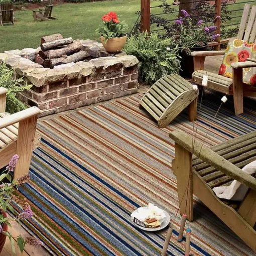 Linear Seaside Outdoor Area Rug, 9x12