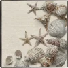 Linen Shell Collection Framed Canvas Art Print