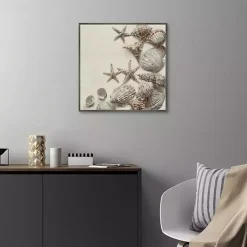 Linen Shell Collection Framed Canvas Art Print