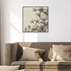 Linen Shell Collection Framed Canvas Art Print