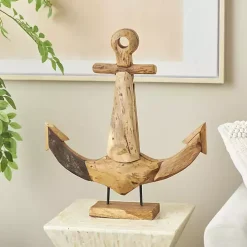 Live Edge Teak Wood Anchor Statue