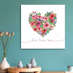 Love Lives Here Heart Valentine's Canvas Art Print
