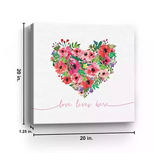 Love Lives Here Heart Valentine's Canvas Art Print