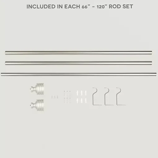 Matte Nickel Stacked Cylinder Curtain Rod, 120 in.