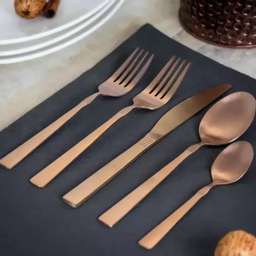 Matte Rose Gold Rounded 20-pc. Flatware Set