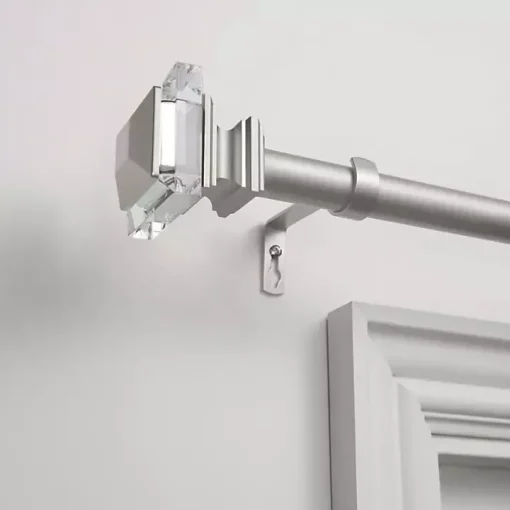 Matte Silver Adjustable Prism Curtain Rod, 72 in.