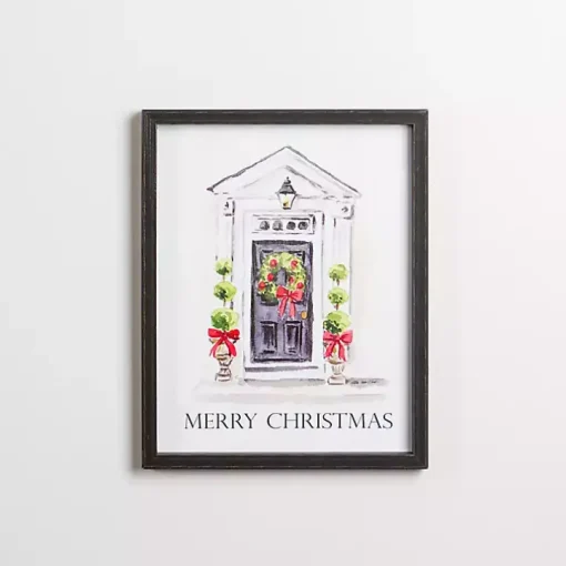 Merry Christmas Front Doorstep Framed Art Print