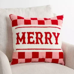 Merry Pink Checkered Pillow