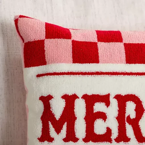 Merry Pink Checkered Pillow
