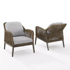 Metal Rope Outdoor Chairs with Cushions, Set of 2