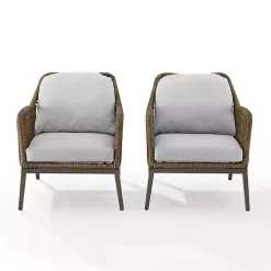 Metal Rope Outdoor Chairs with Cushions, Set of 2