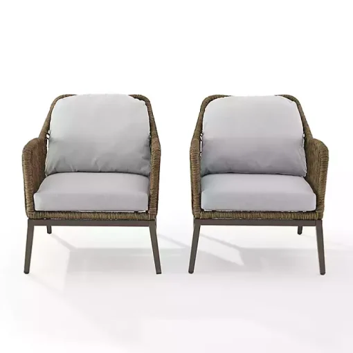 Metal Rope Outdoor Chairs with Cushions, Set of 2