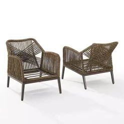 Metal Rope Outdoor Chairs with Cushions, Set of 2