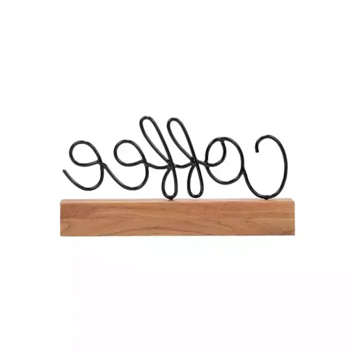 Metal Script Coffee Wood Block