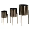 Metallic Black Modern Iron Planters, Set of 3