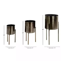 Metallic Black Modern Iron Planters, Set of 3