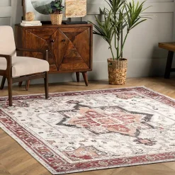 Miley Traditional Medallion Washable Area Rug, 4x6