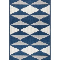 Mitchell Blue Geo Diamonds Outdoor Rug, 5x8