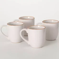 Modern White Cozy Christmas Mugs, Set of 4