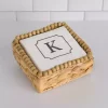 Monogram K Beaded Napkin Holder Set