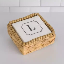 Monogram L Beaded Napkin Holder Set