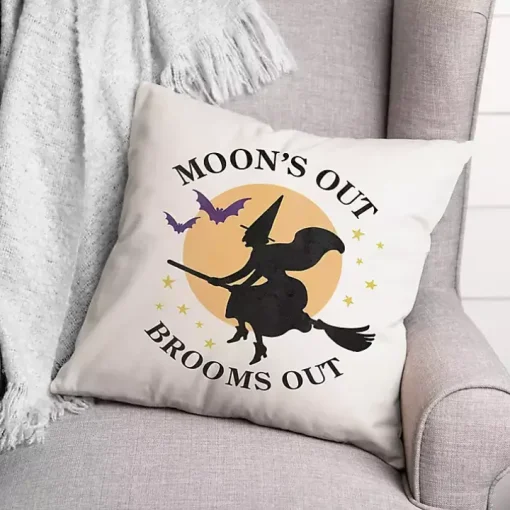 Moon's Out Brooms Out Pillow