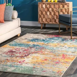 Multicolor Abstract Pattern Area Rug, 7x10